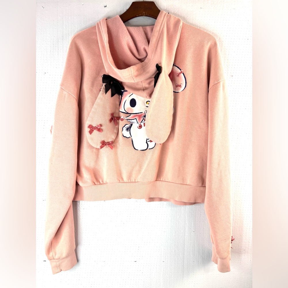 Sanrio Xl Kuromi And My Melody Plush Hoodie Zip Front… - Gem